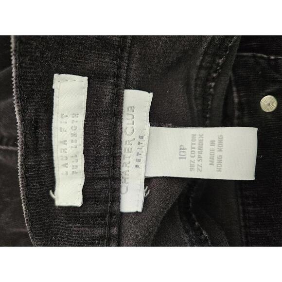 Charter Club Laura Fit size 10 petite grey velvet corduroy full length pants - Picture 3 of 3